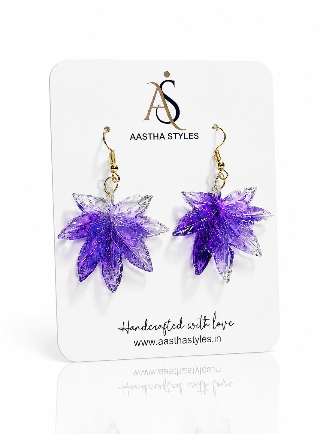 Purple Leaf Resin Earrings
