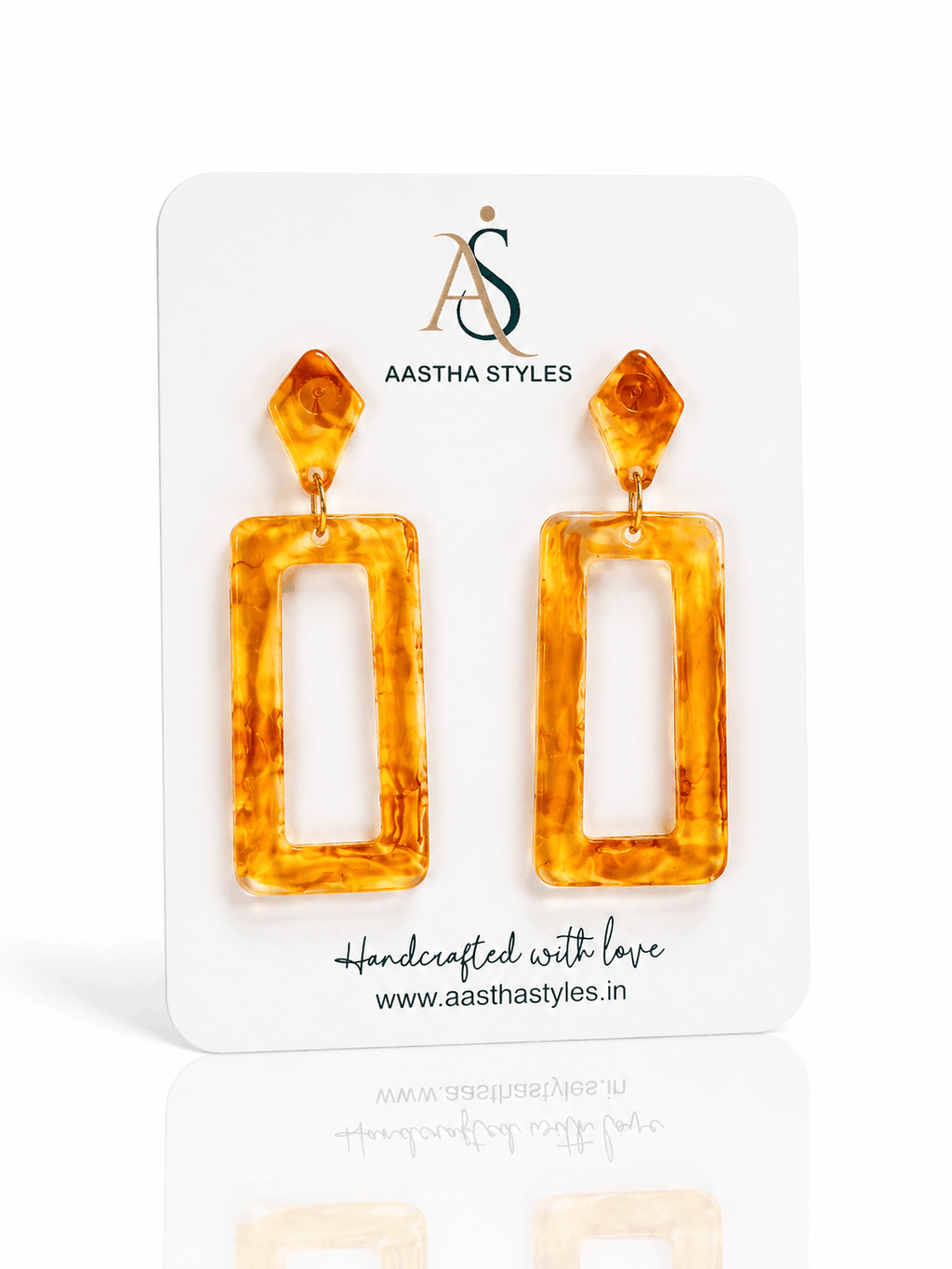 Amber Glow Rectangle Drop Earrings