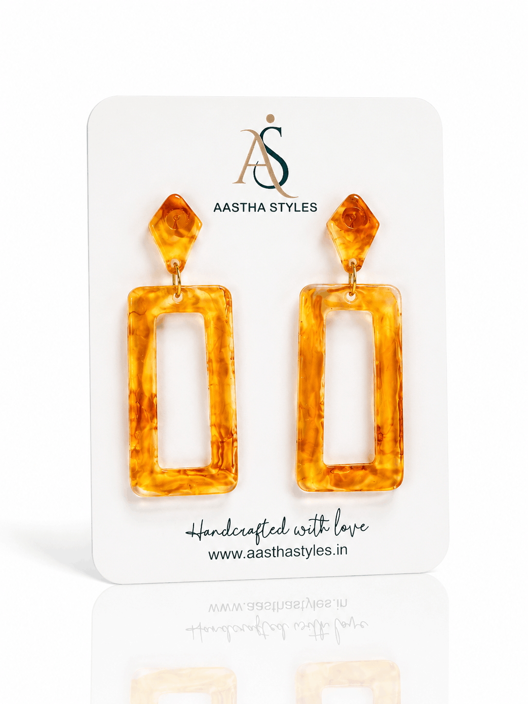 Amber Glow Rectangle Drop Earrings