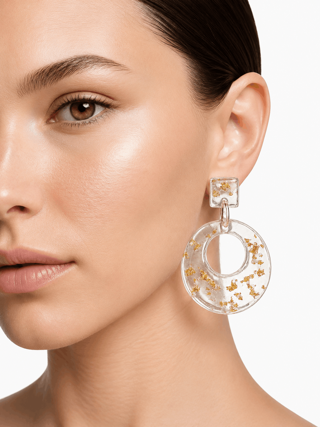 Crystal Goldflake Circle Drops