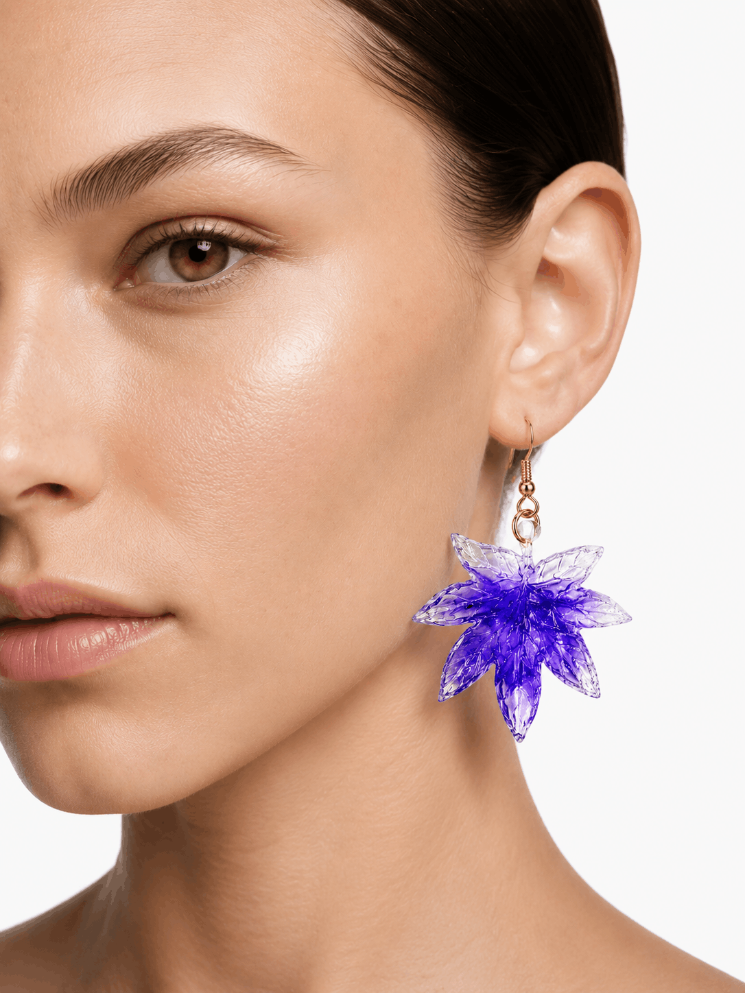 Purple Leaf Resin Earrings