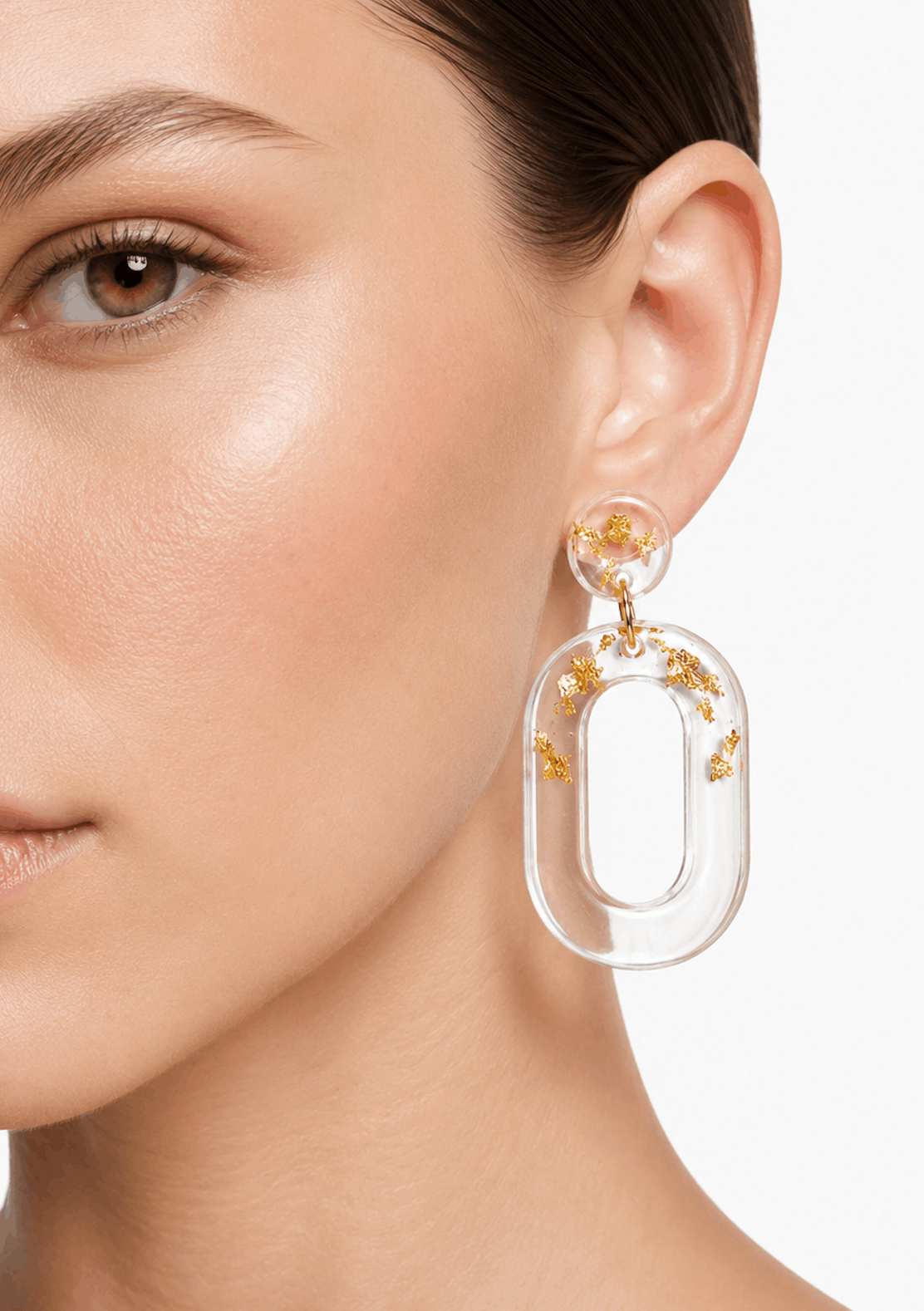Golden Frost Hoop Resin Earrings