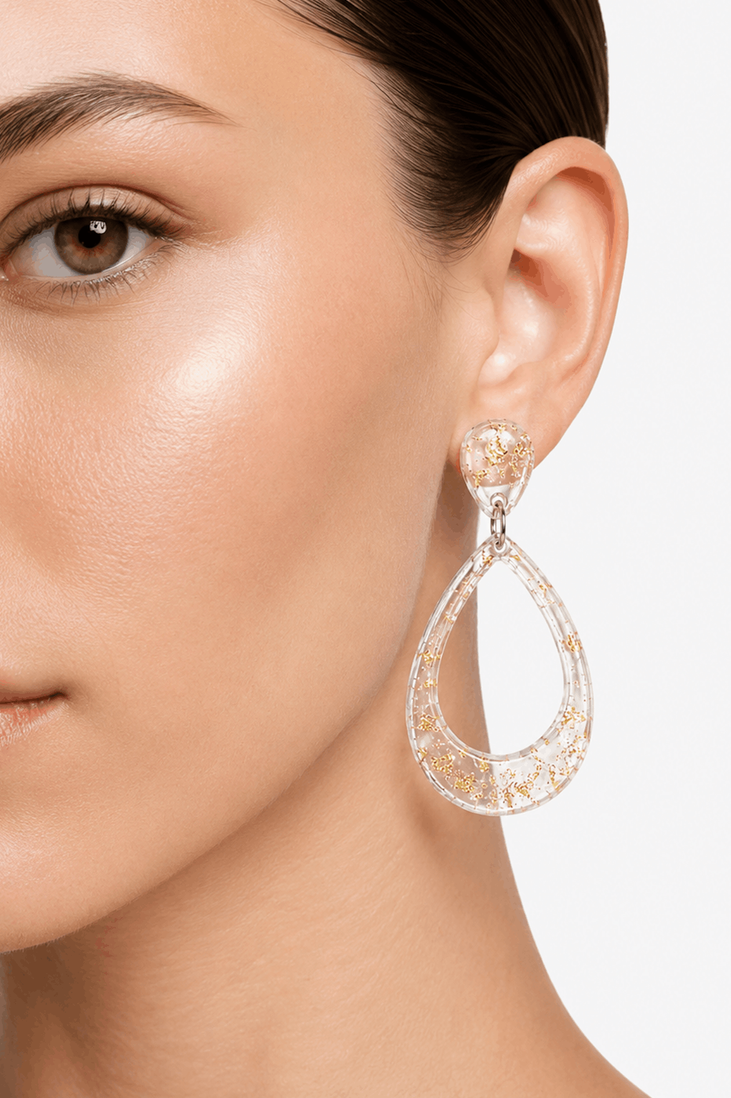 Golden Mist Teardrop Resin Earrings