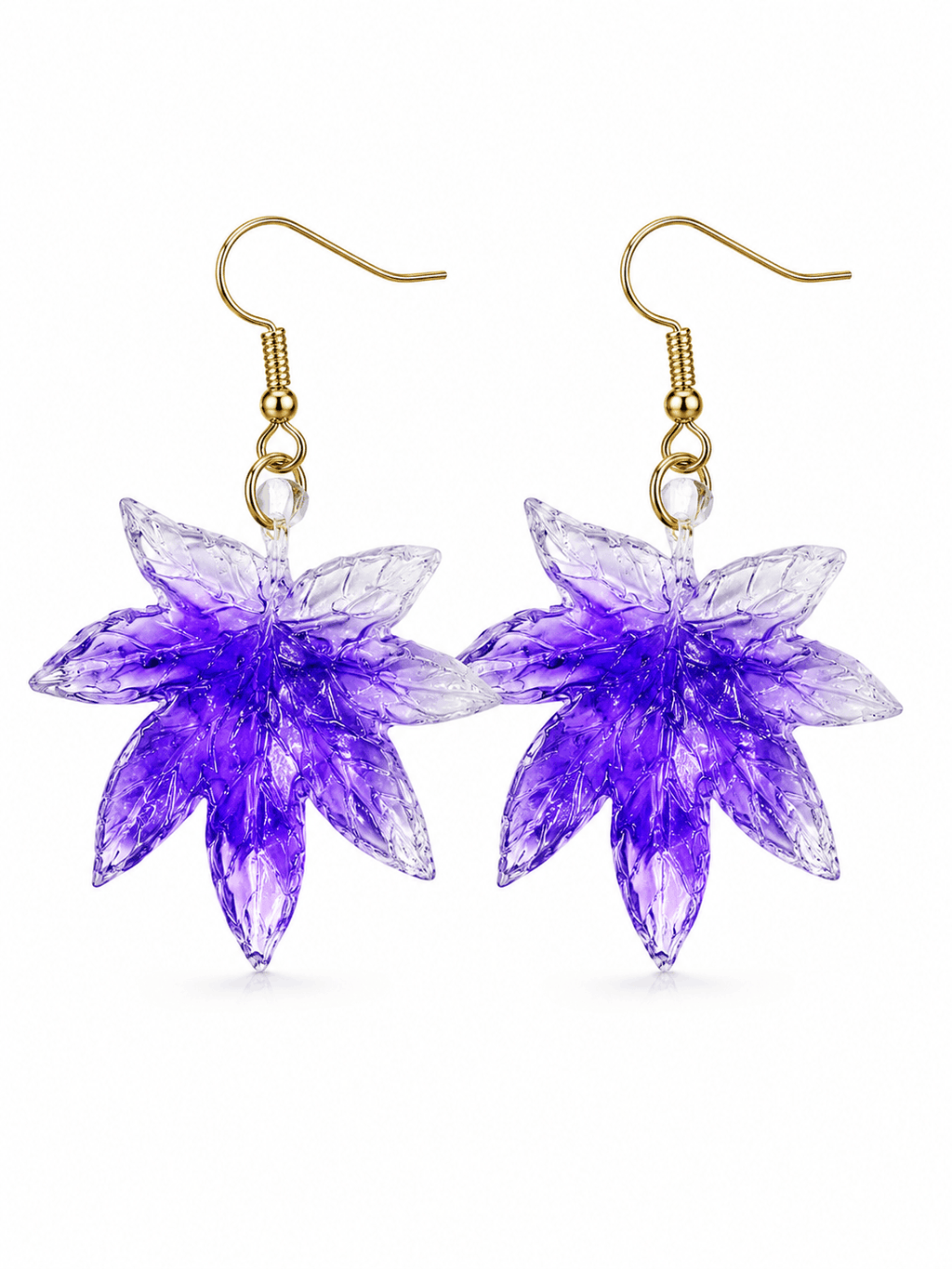 Purple Leaf Resin Earrings