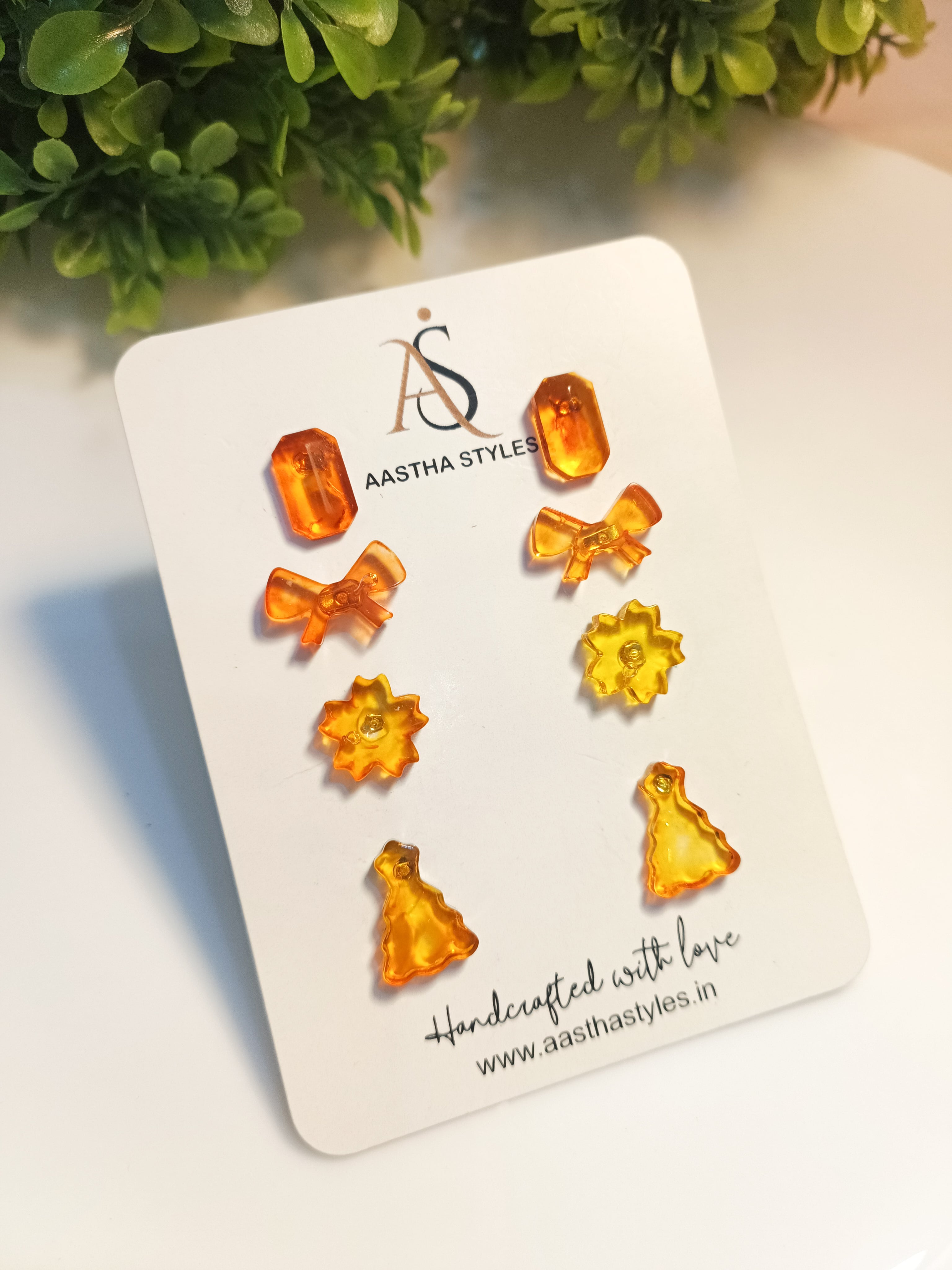 Amber Bloom Mini Charm Studs