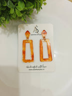 Amber Glow Rectangle Drop Earrings