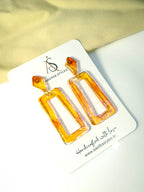 Amber Glow Rectangle Drop Earrings