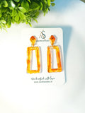 Amber Glow Rectangle Drop Earrings