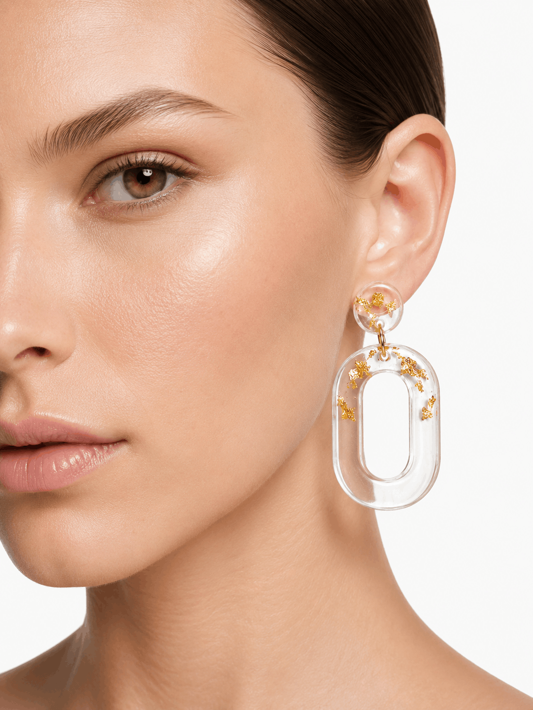 Golden Frost Hoop Resin Earrings