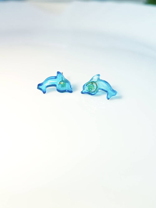 Blue Dolphin Resin Studs