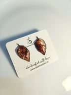 Brown Autumn Leaf Resin Studs