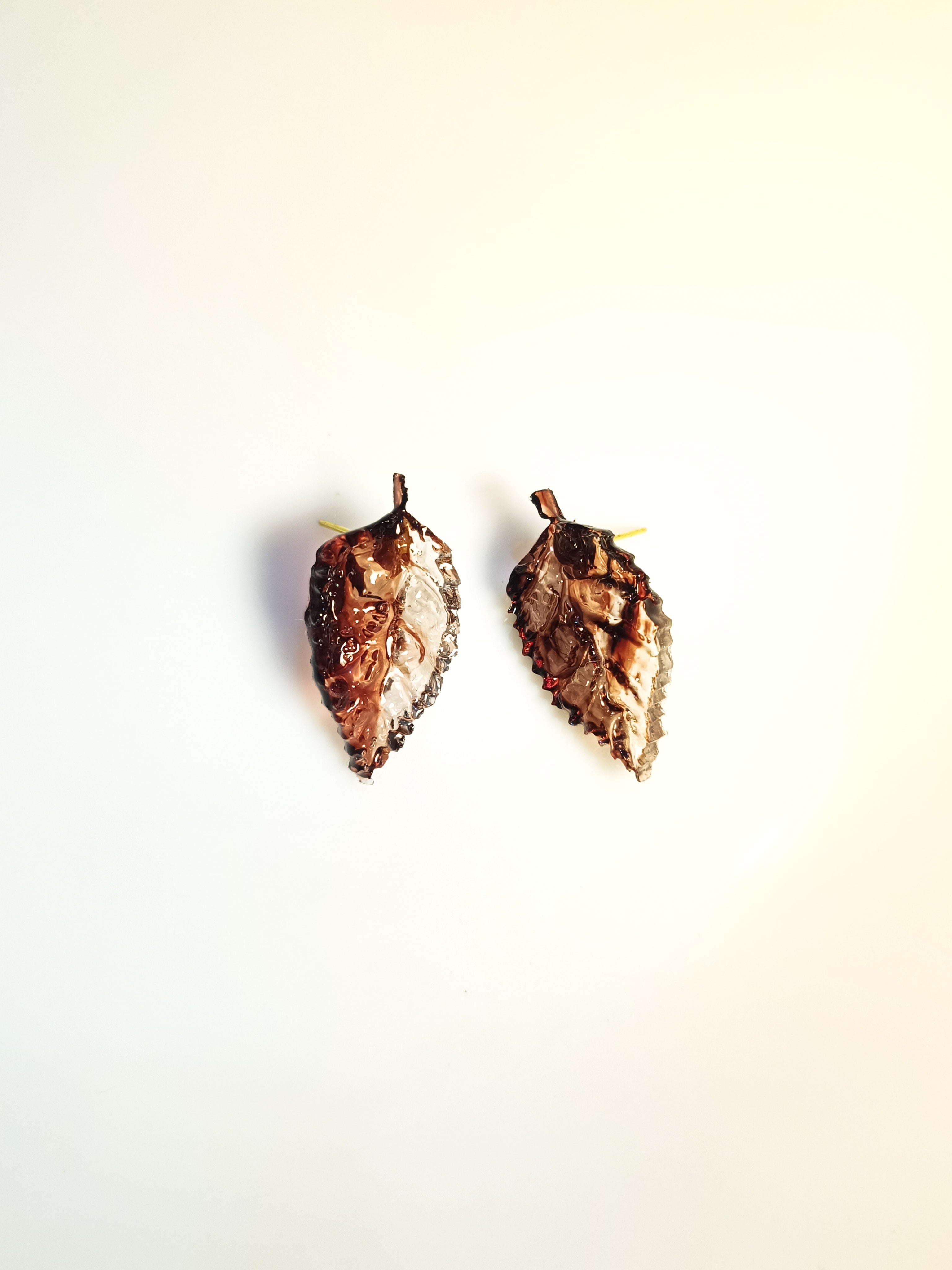 Brown Autumn Leaf Resin Studs