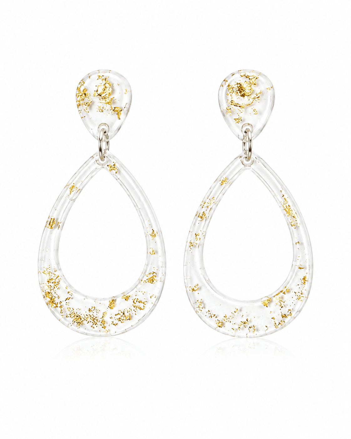Golden Mist Teardrop Resin Earrings