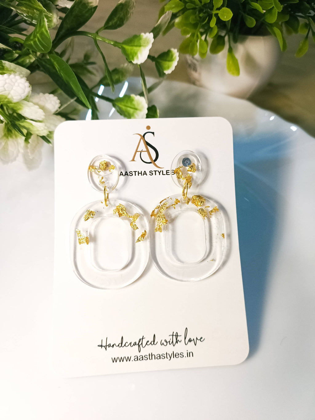 Golden Frost Hoop Resin Earrings
