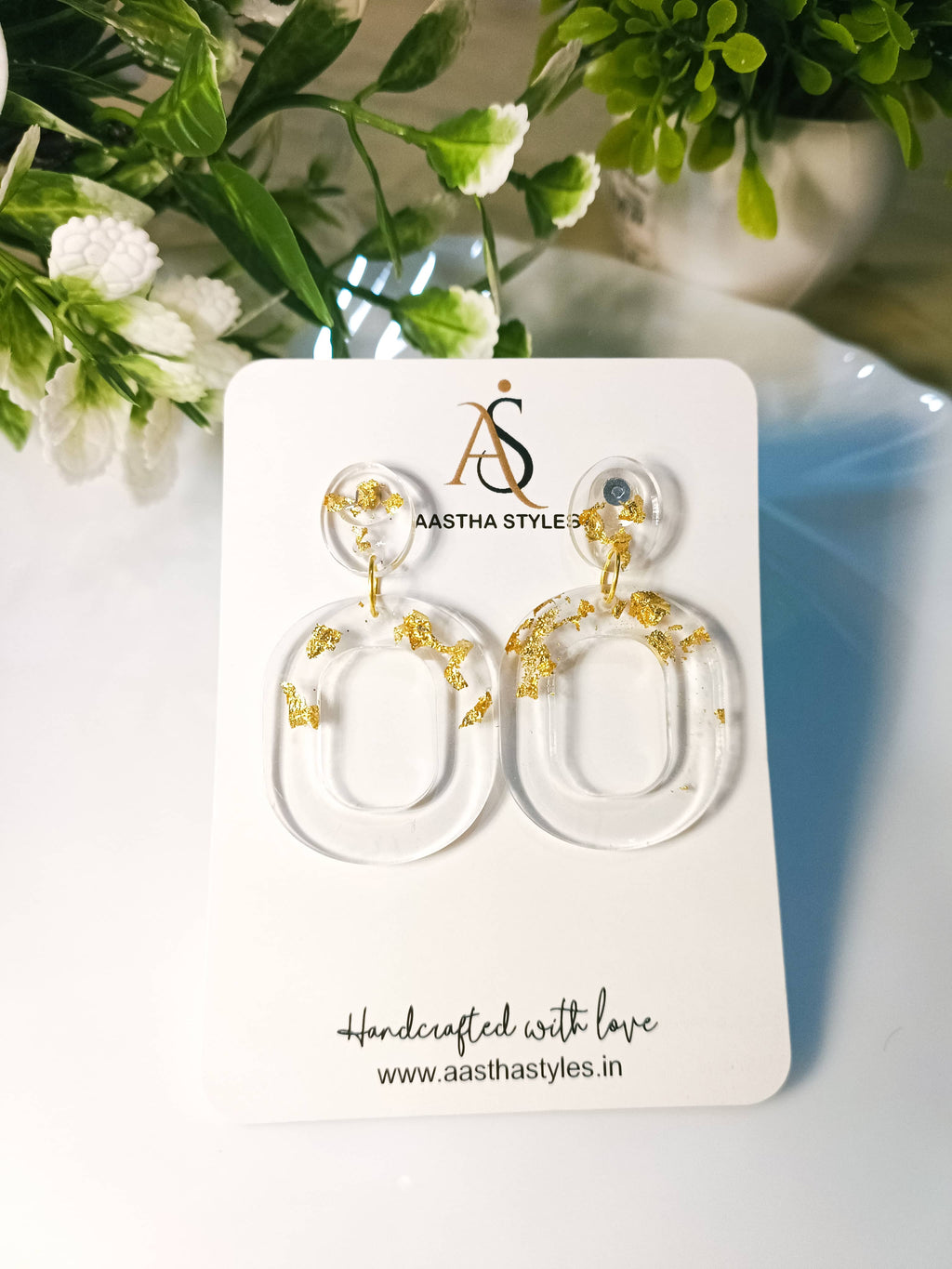 Golden Frost Hoop Resin Earrings