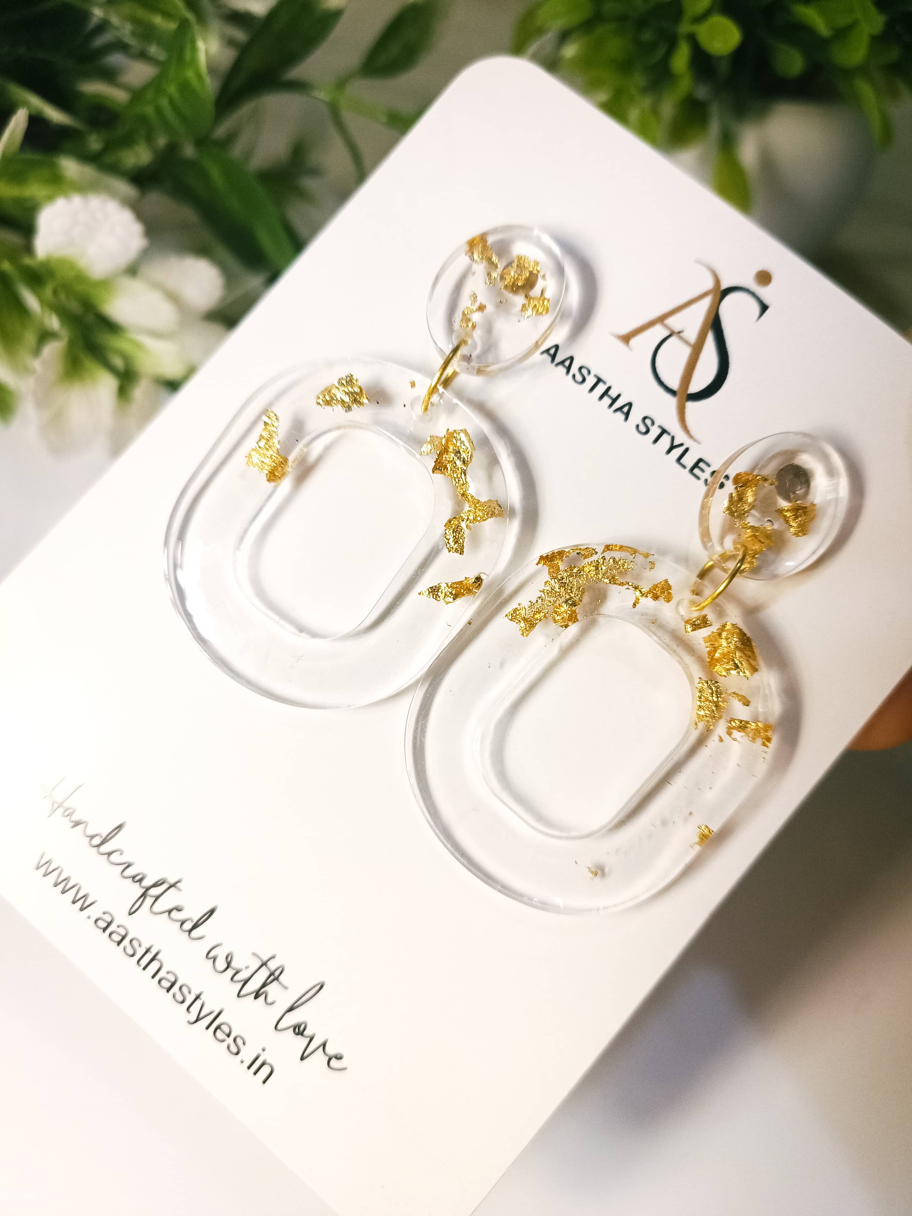 Golden Frost Hoop Resin Earrings