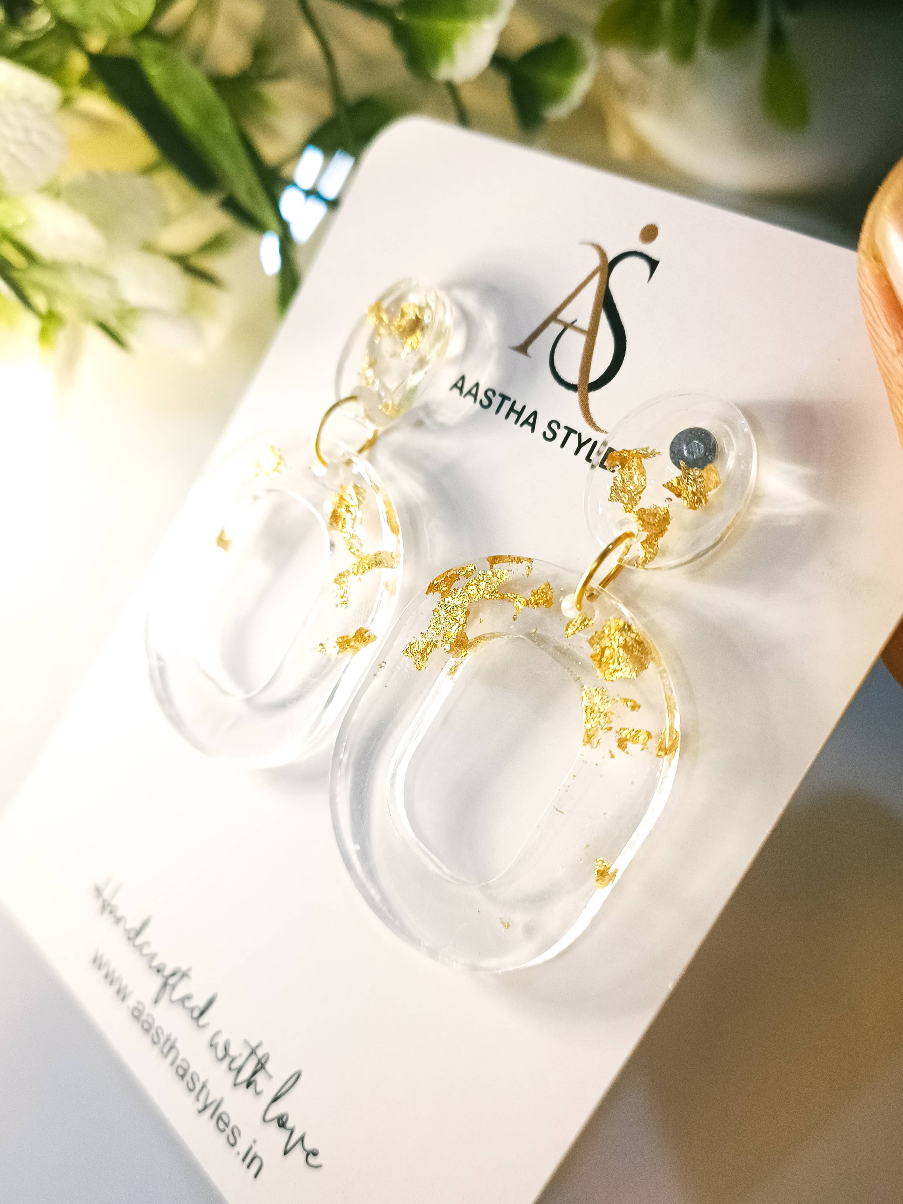 Golden Frost Hoop Resin Earrings