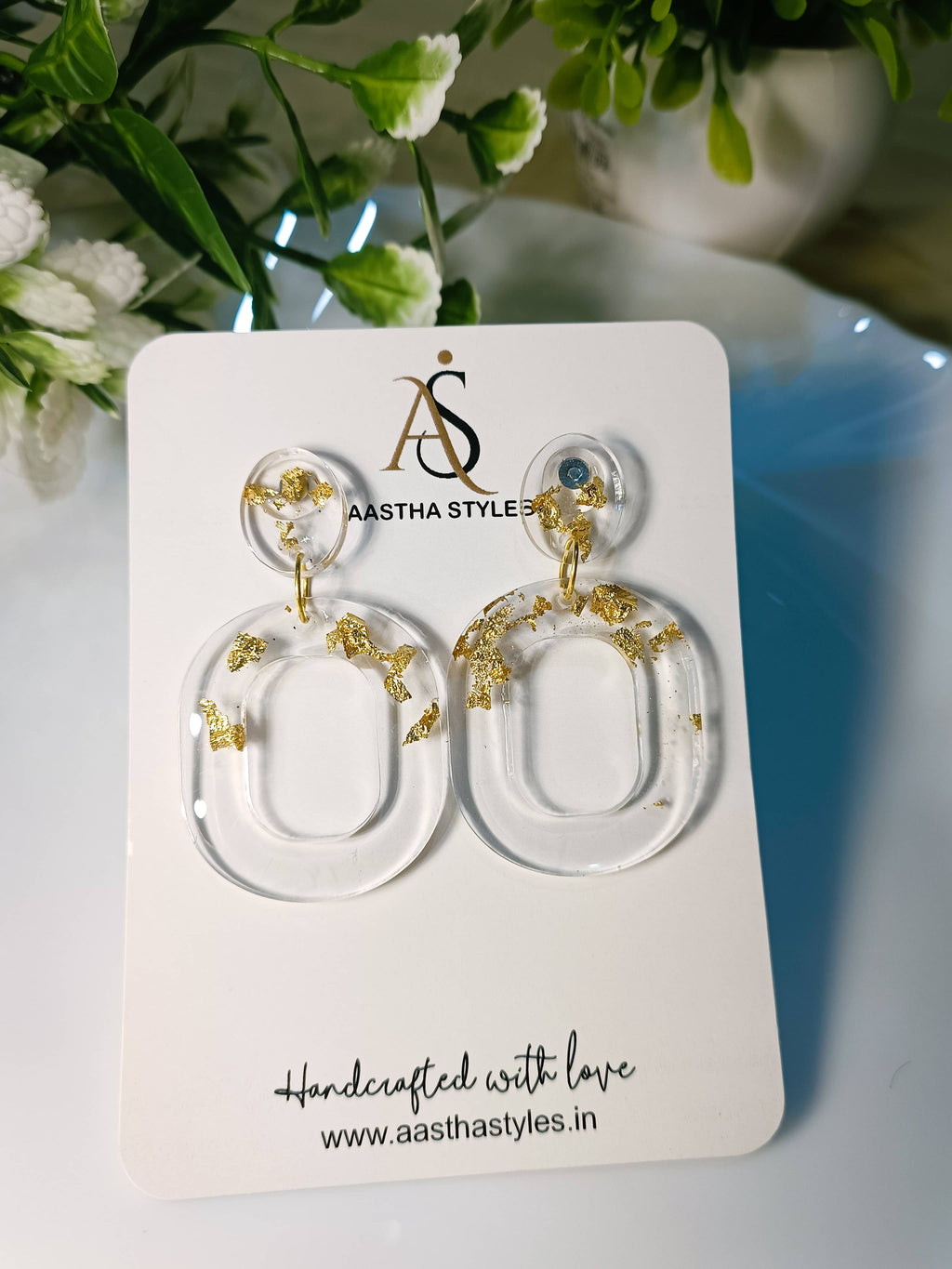 Golden Frost Hoop Resin Earrings