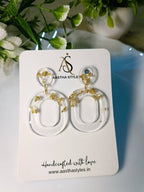 Golden Frost Hoop Resin Earrings