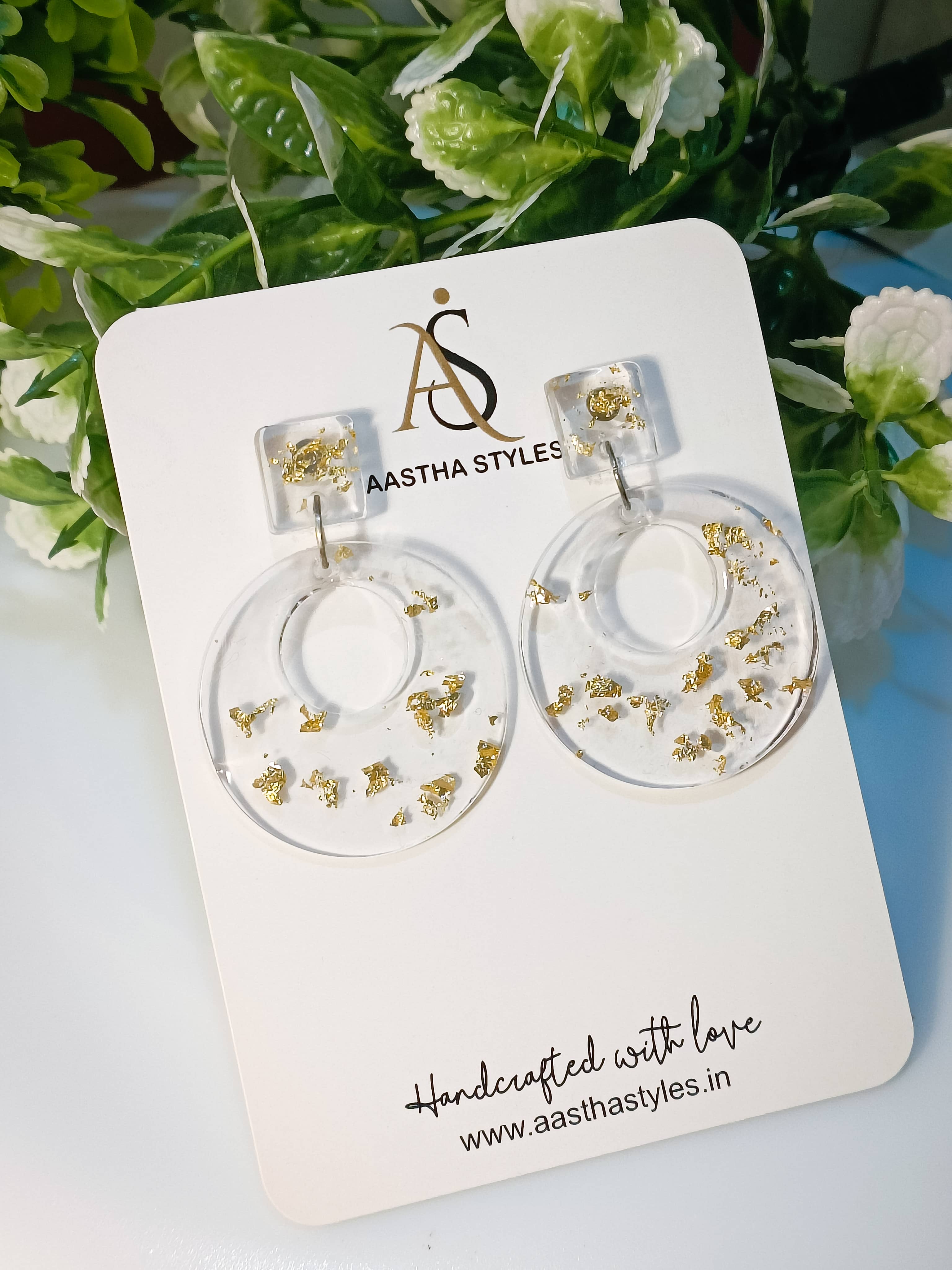 Crystal Goldflake Circle Drops