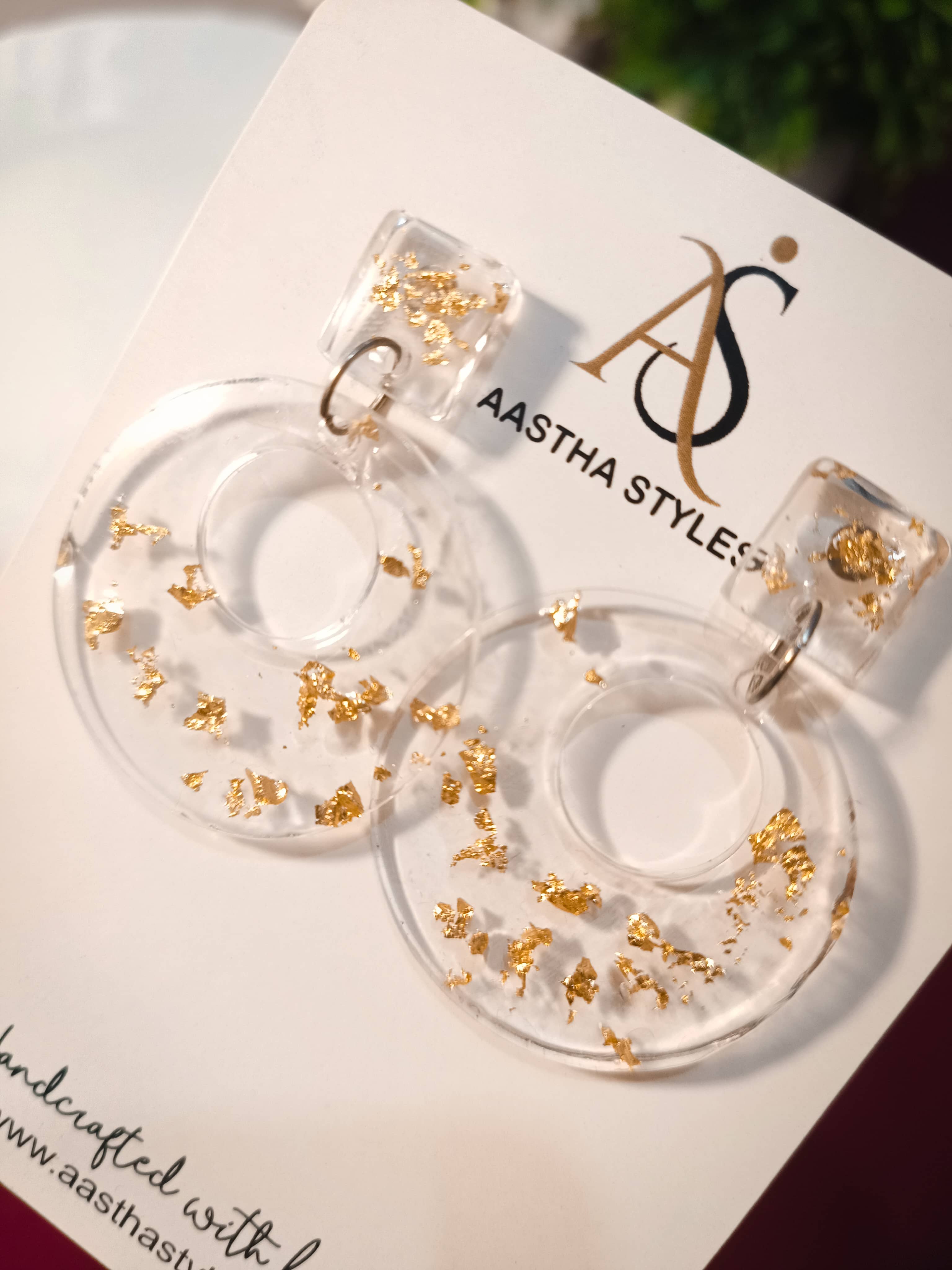 Crystal Goldflake Circle Drops