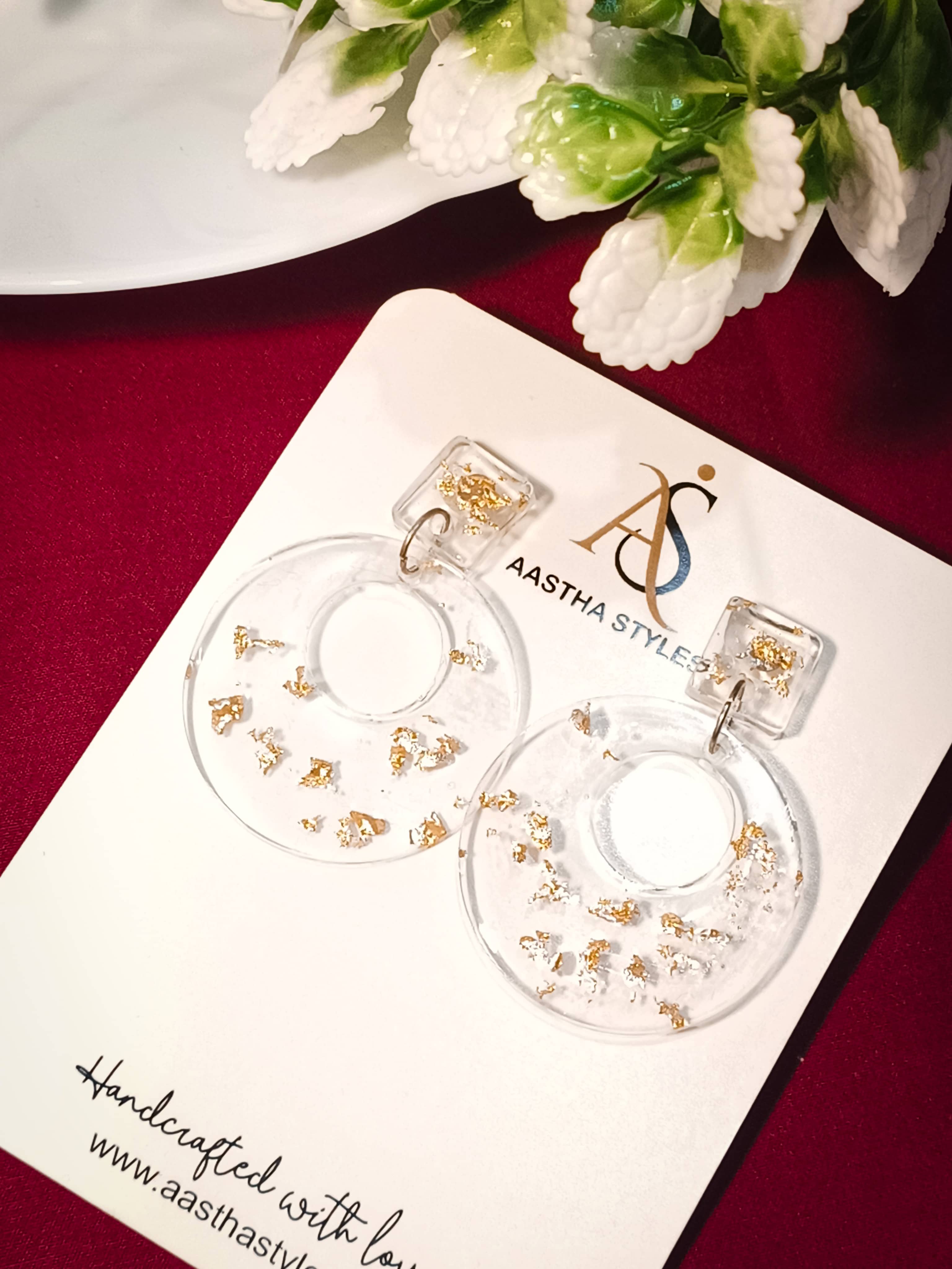 Crystal Goldflake Circle Drops