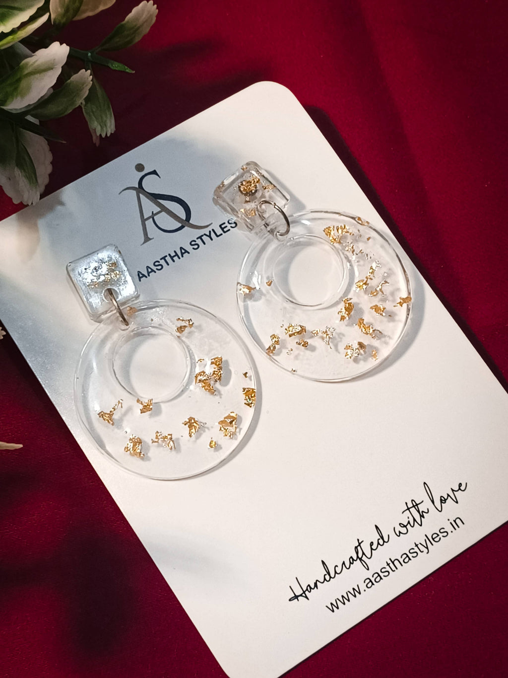 Crystal Goldflake Circle Drops