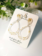 Golden Mist Teardrop Resin Earrings