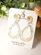 Golden Mist Teardrop Resin Earrings
