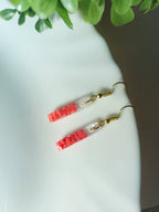 Clear Tube Pink Bead Resin Earrings