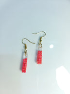 Clear Tube Pink Bead Resin Earrings