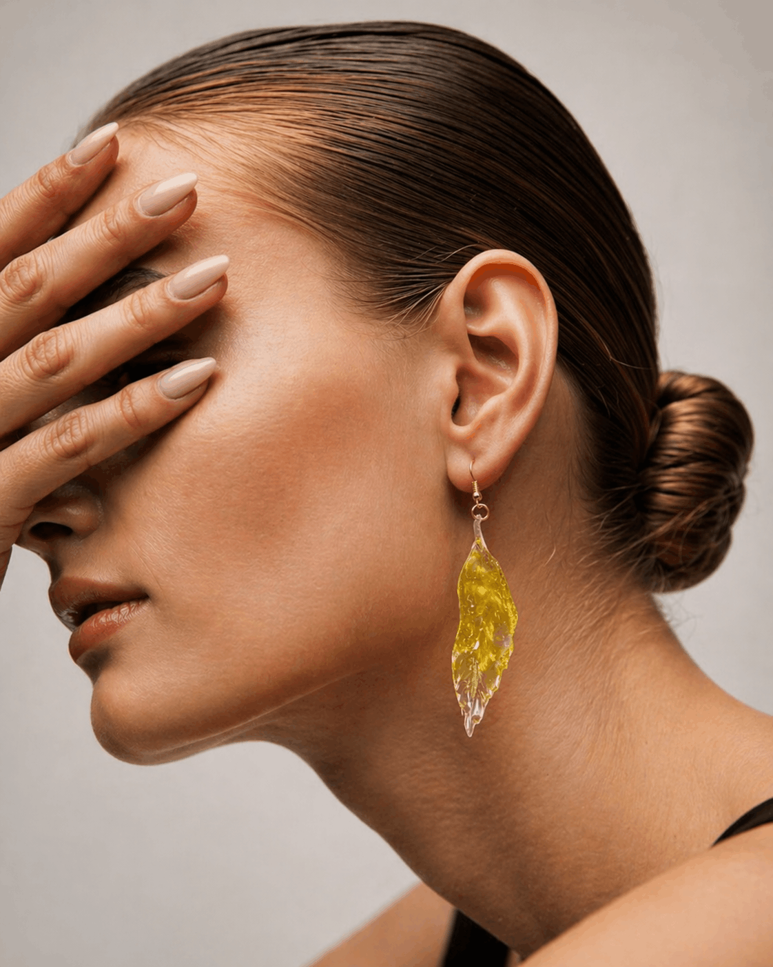 Yellow Leaf Resin Earrings