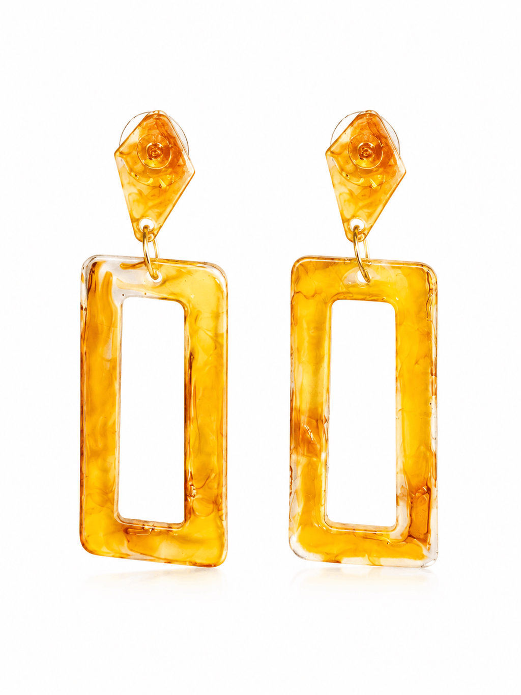 Amber Glow Rectangle Drop Earrings