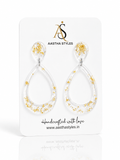 Golden Mist Teardrop Resin Earrings