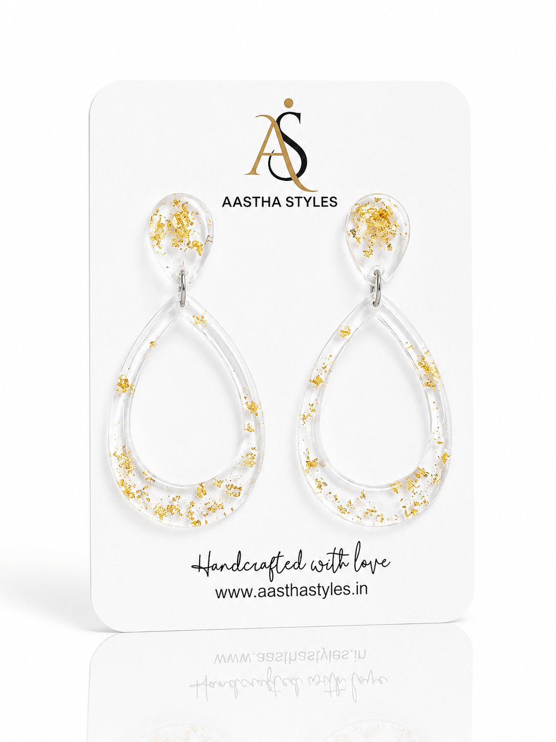 Golden Mist Teardrop Resin Earrings