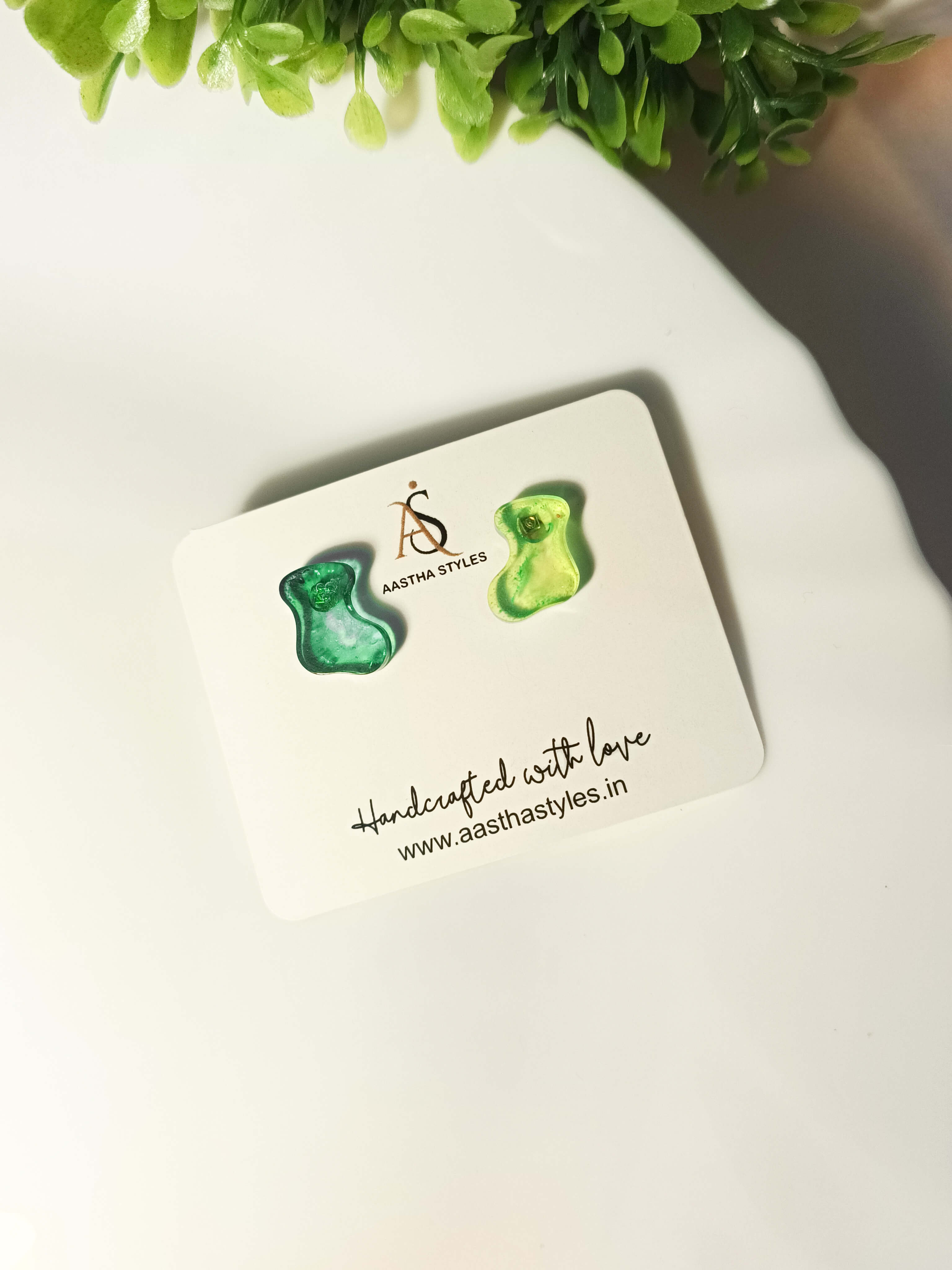 Green Abstract Resin Studs