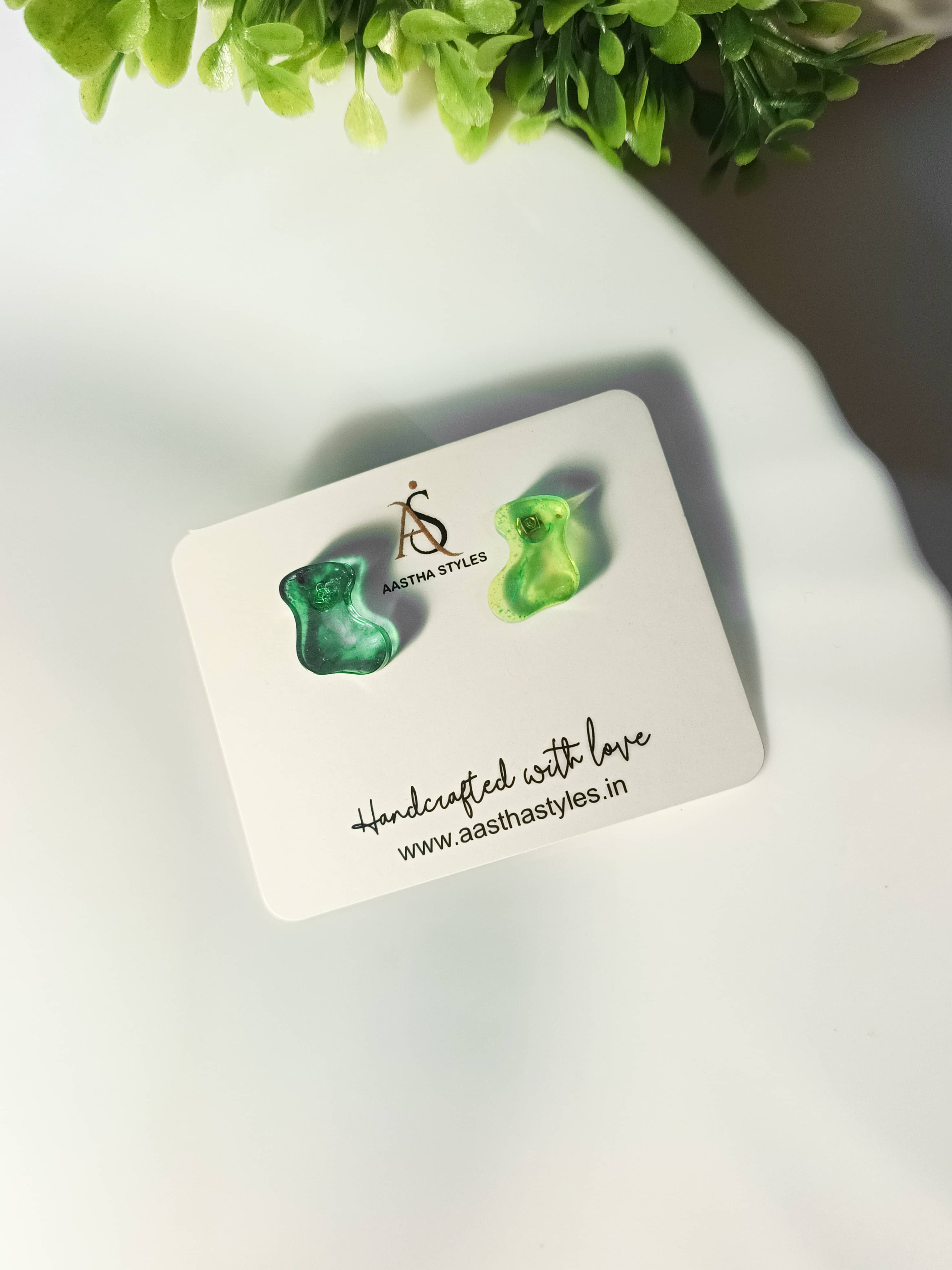 Green Abstract Resin Studs