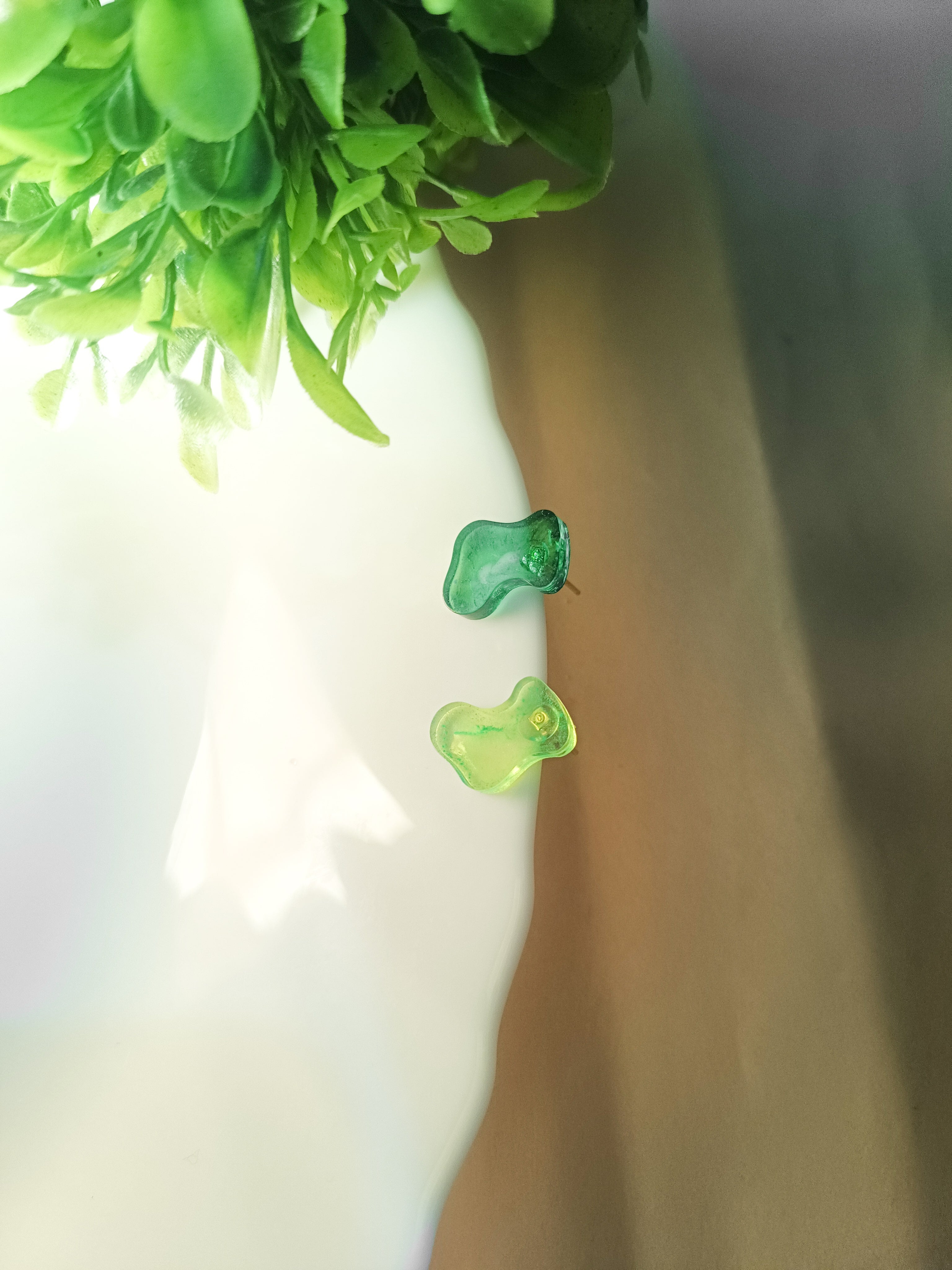 Green Abstract Resin Studs