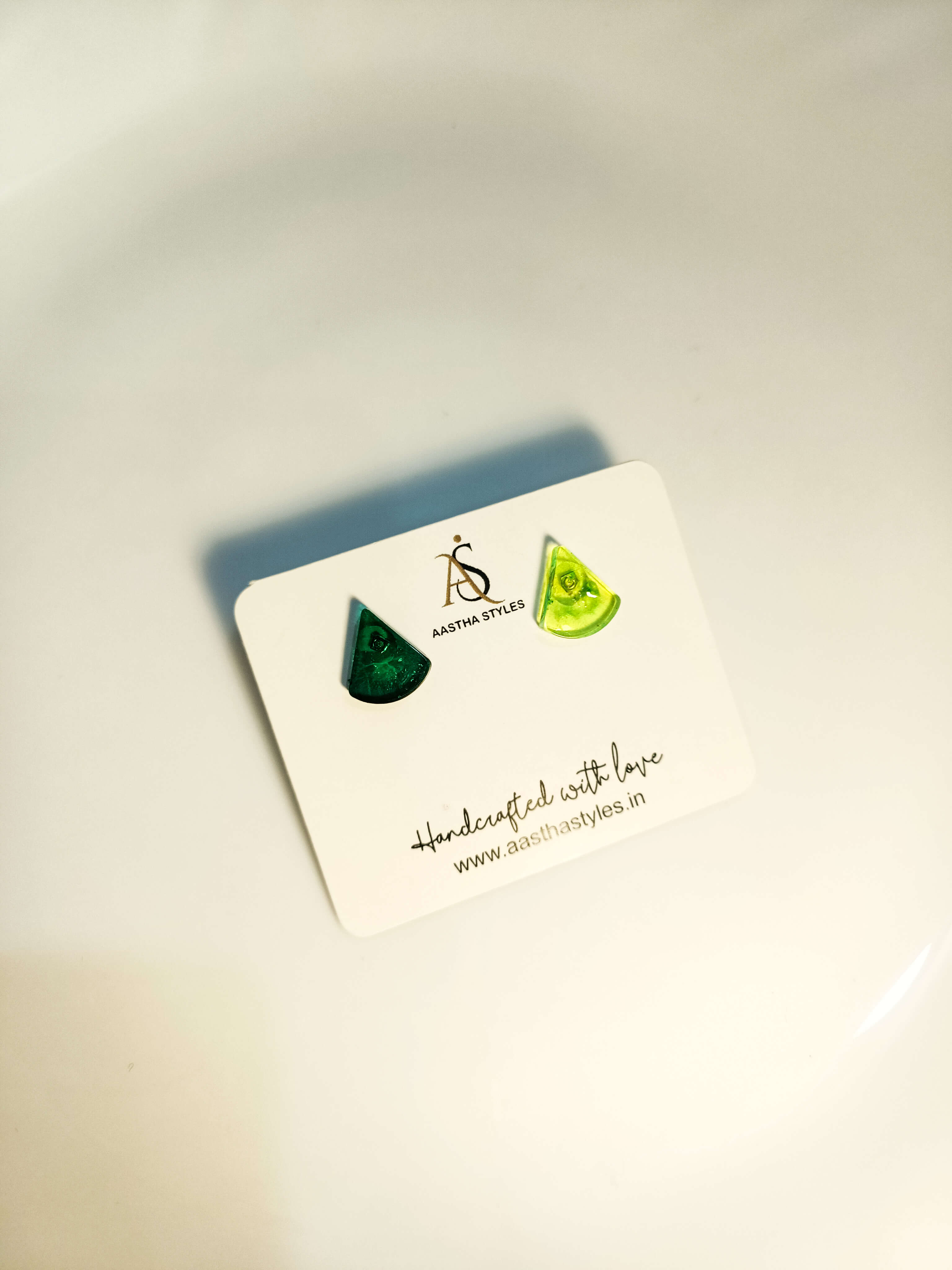 Green & Lime Triangle Resin Studs