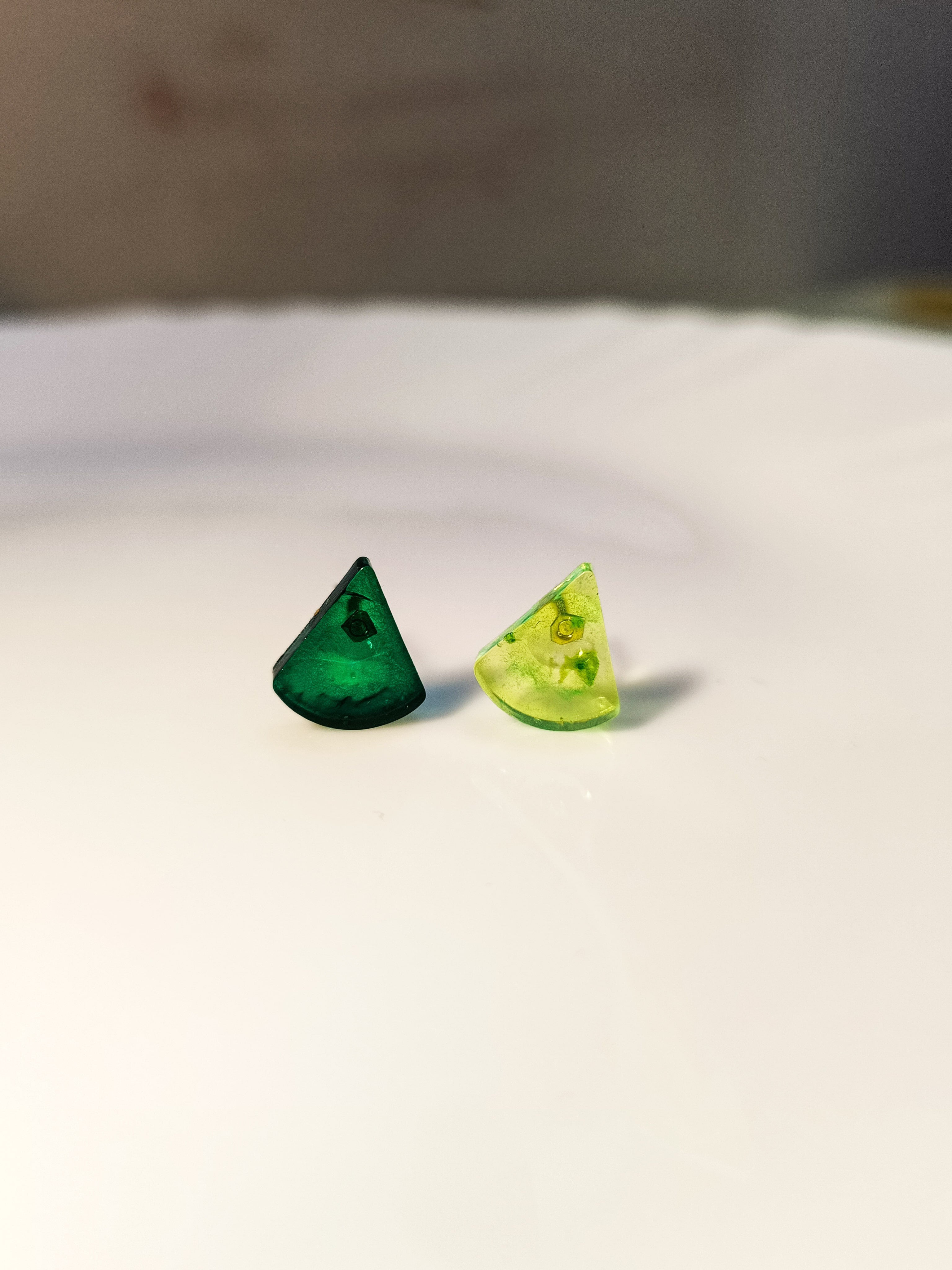 Green & Lime Triangle Resin Studs