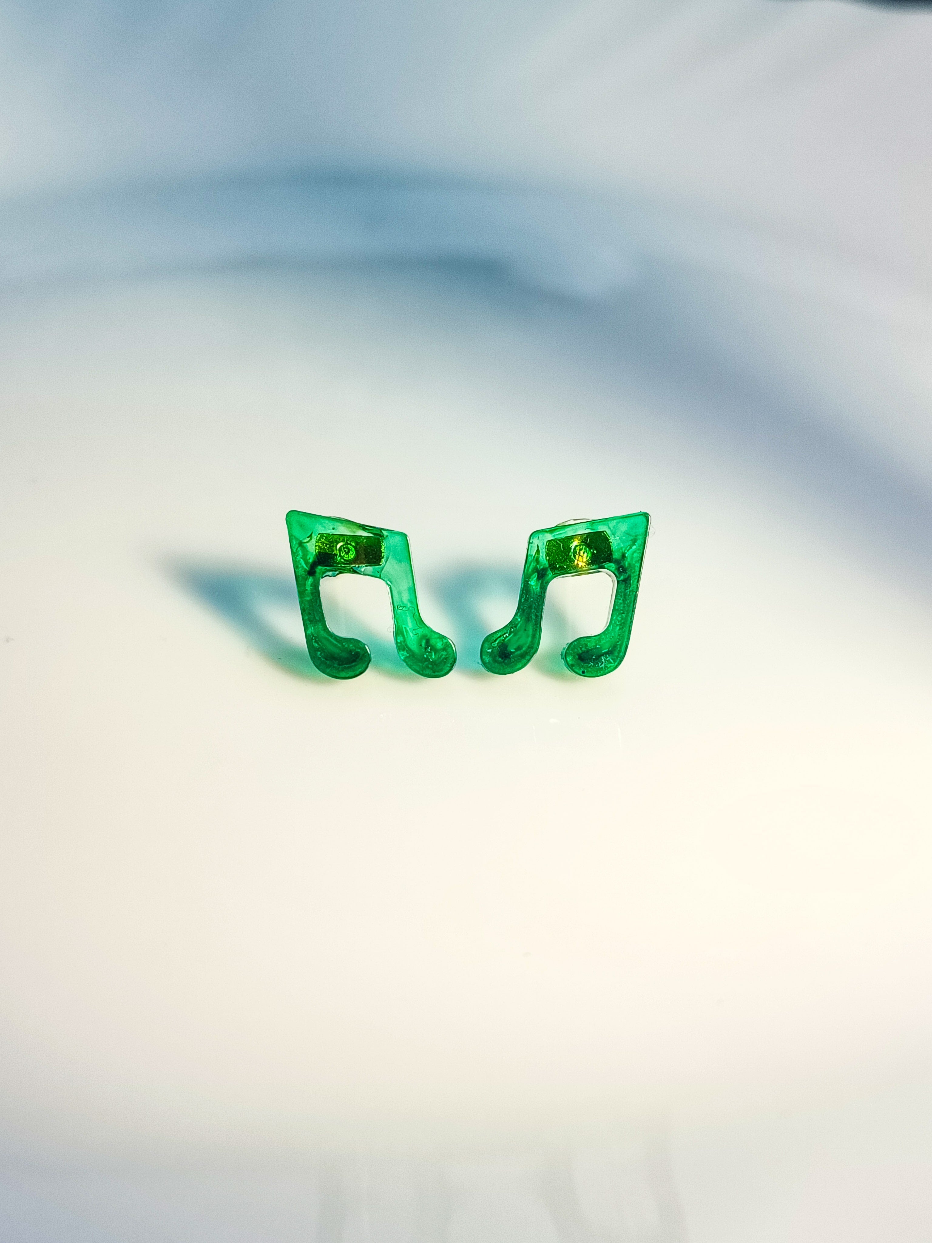Green Music Note Resin Studs