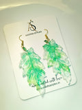 Mint Frost Leaf Earrings
