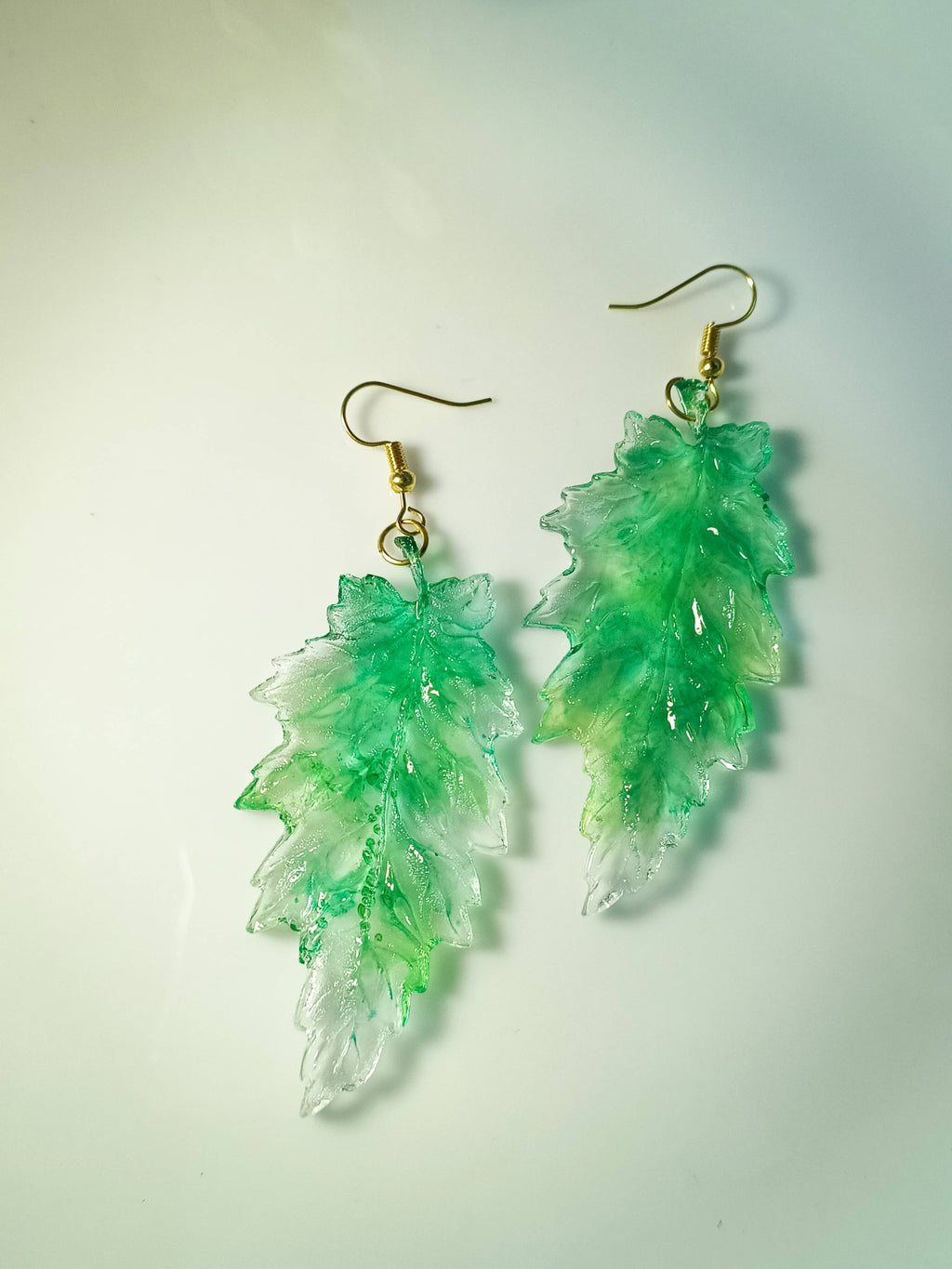 Mint Frost Leaf Earrings