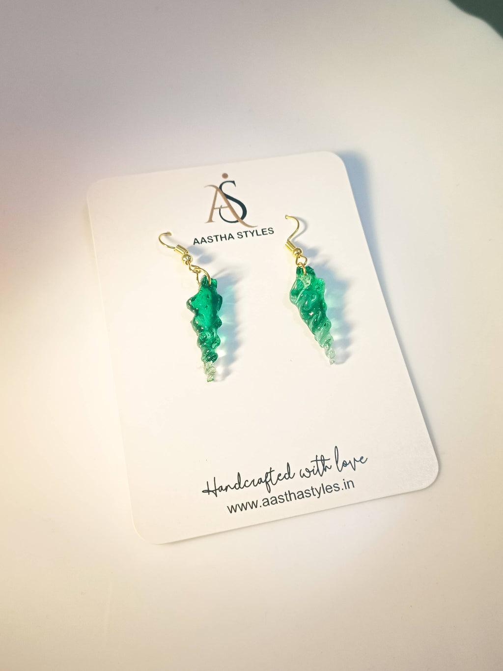 Emerald Spiral Resin Earrings