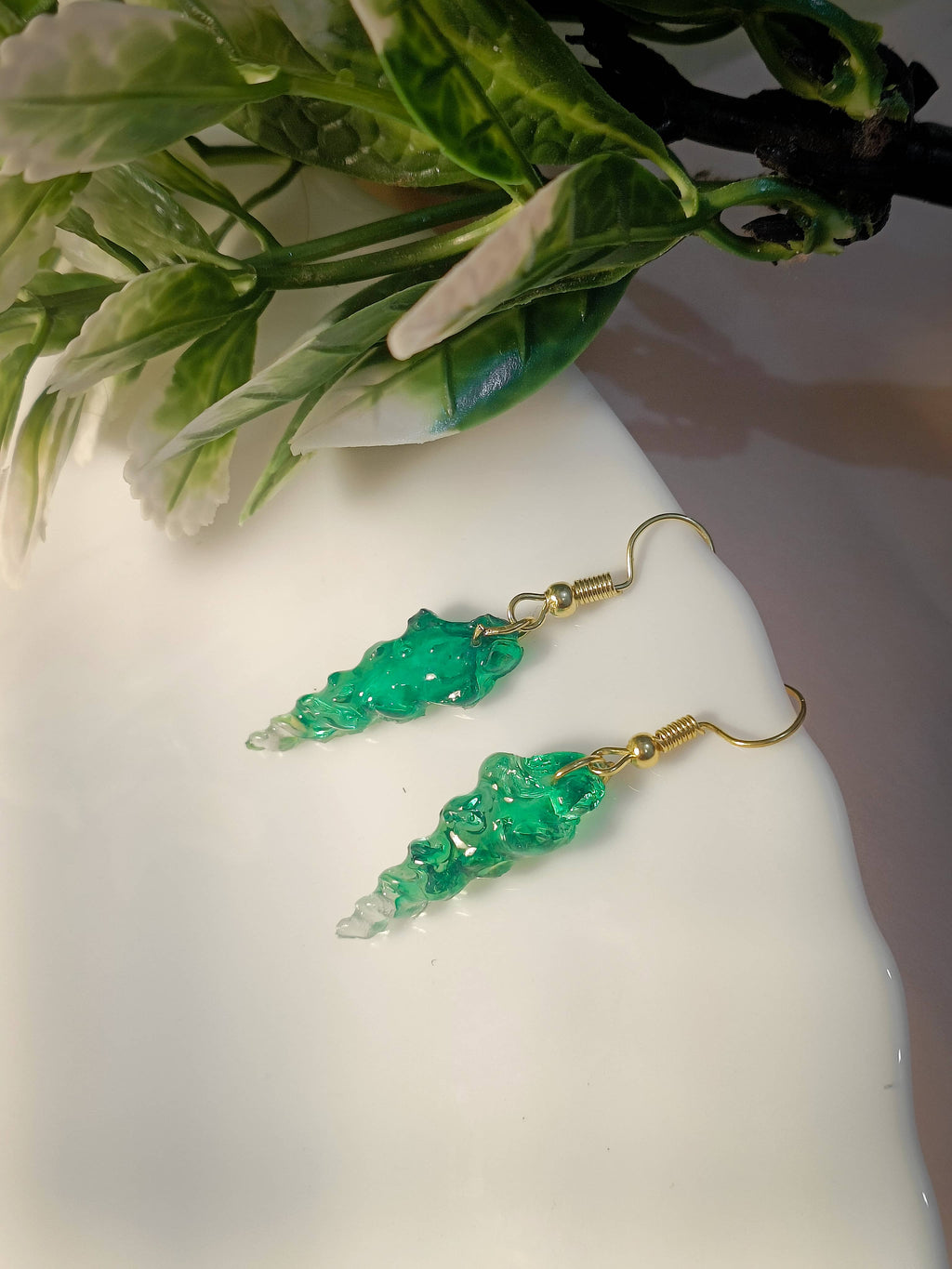 Emerald Spiral Resin Earrings