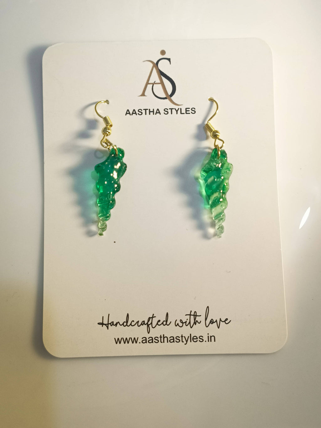 Emerald Spiral Resin Earrings