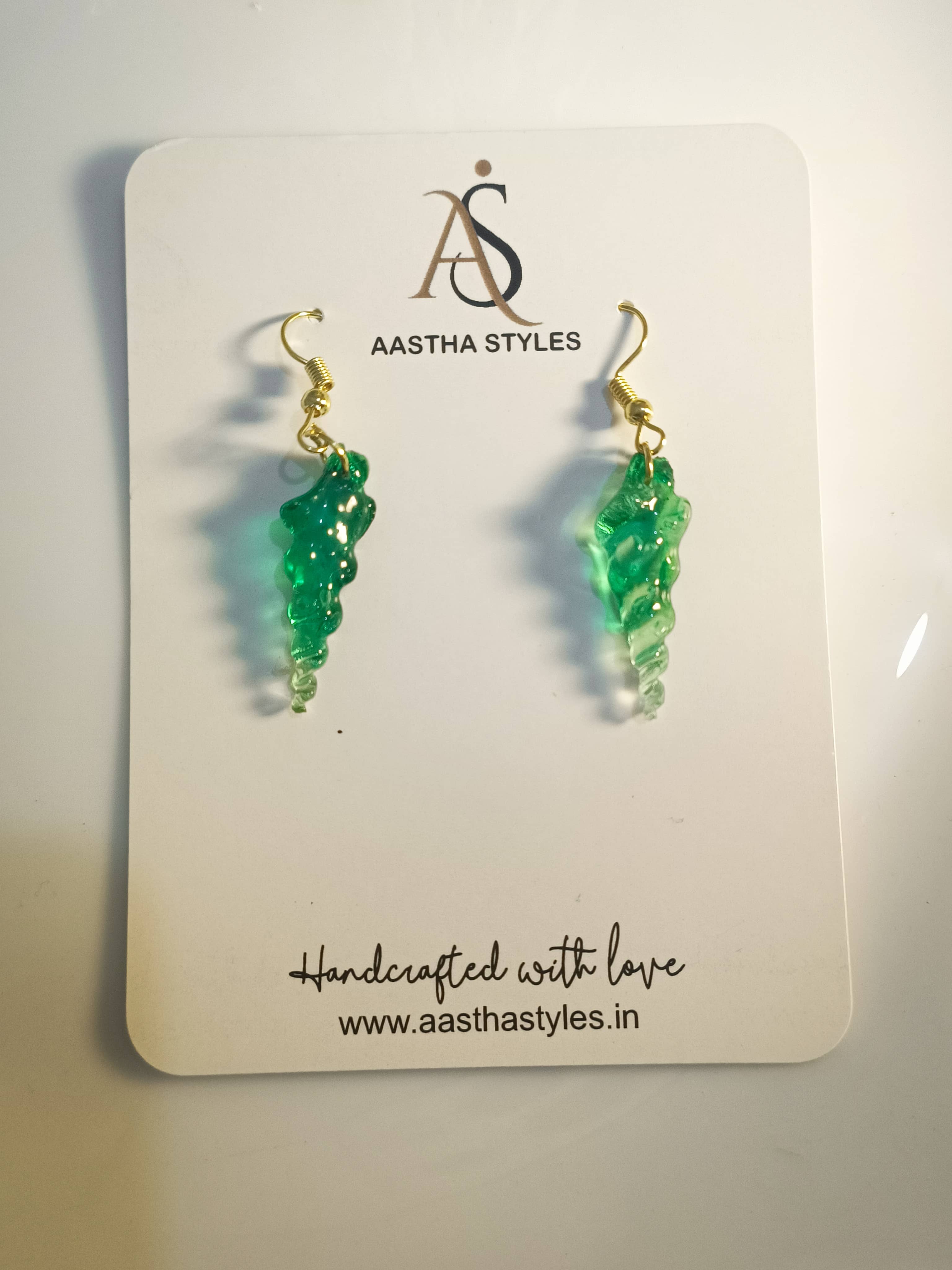 Emerald Spiral Resin Earrings