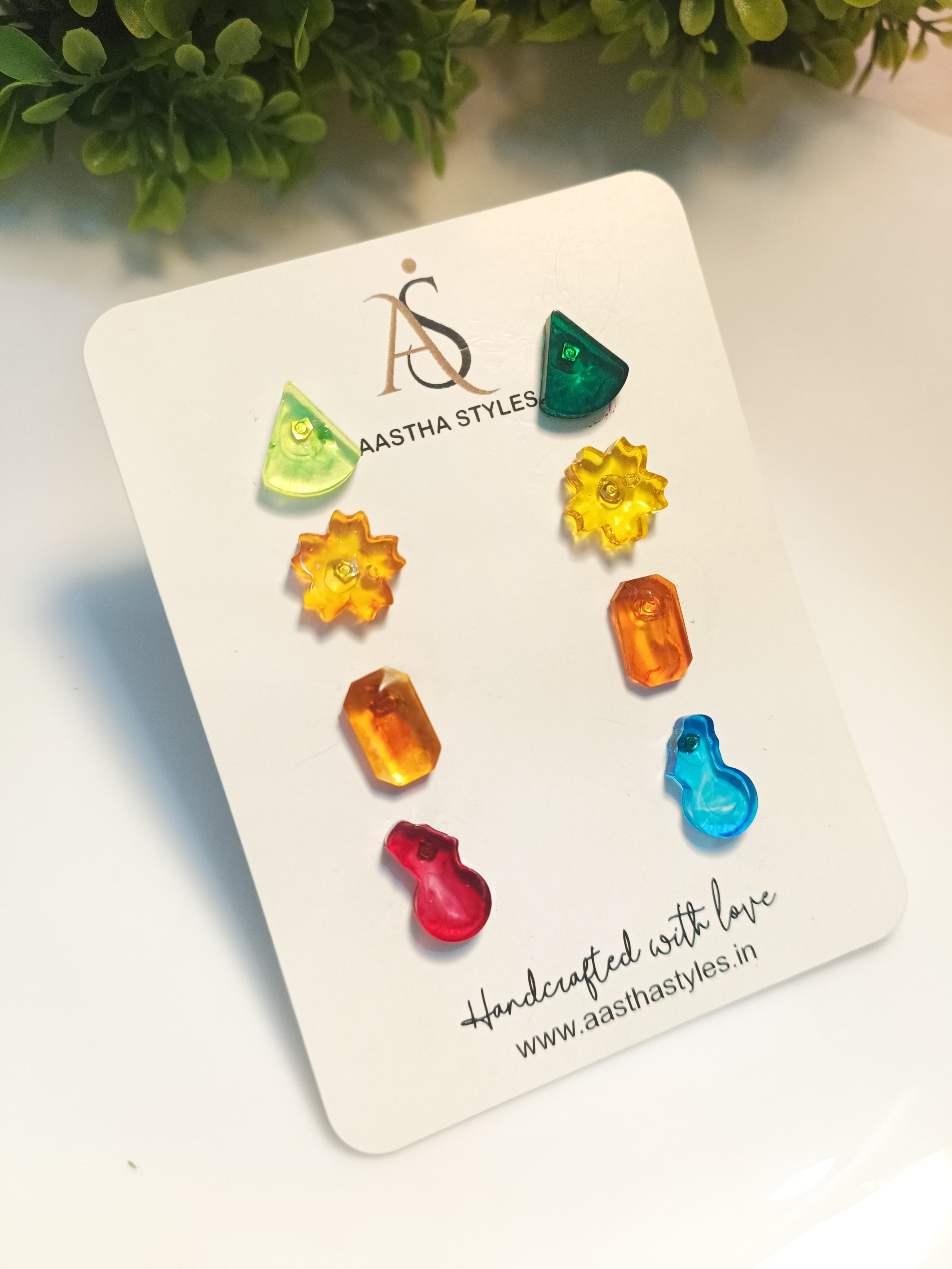 Handmade Resin Mini Studs – Assorted Shapes