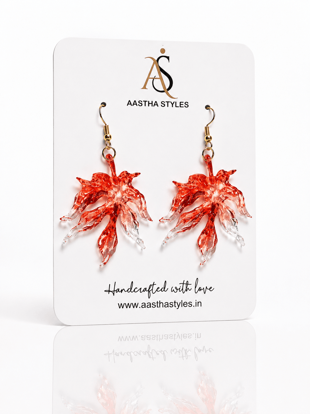 Red Flame Resin Earrings