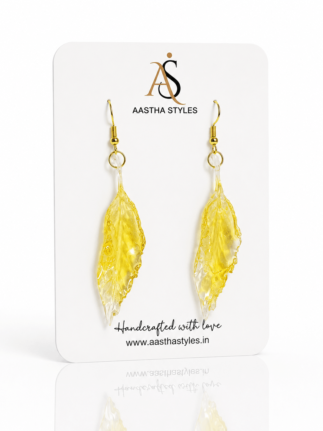 Yellow Leaf Resin Earrings